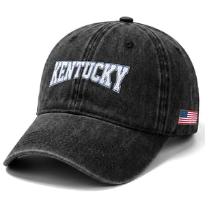 Kentucky Washed Cotton Baseball Cap Vintage Sports Design Kentuckian KY State TS11 Print Your Wear
