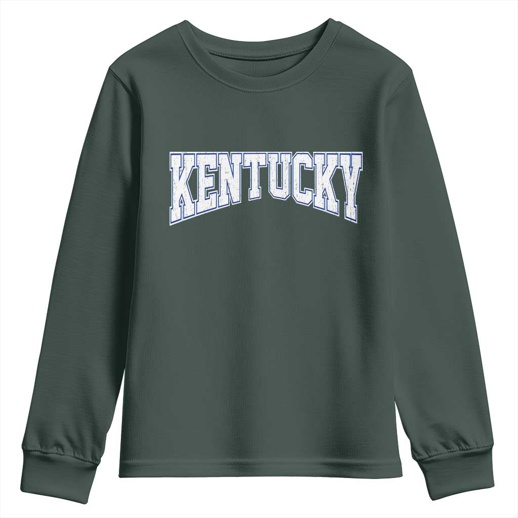 Kentucky Youth Sweatshirt Vintage Sports Design Kentuckian KY State TS11 Dark Forest Green Print Your Wear