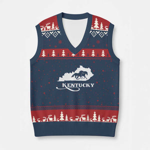 Kentucky Horse Map State Derby Day V-Neck Knit Sweater Vest TS11 Navy Red Print Your Wear