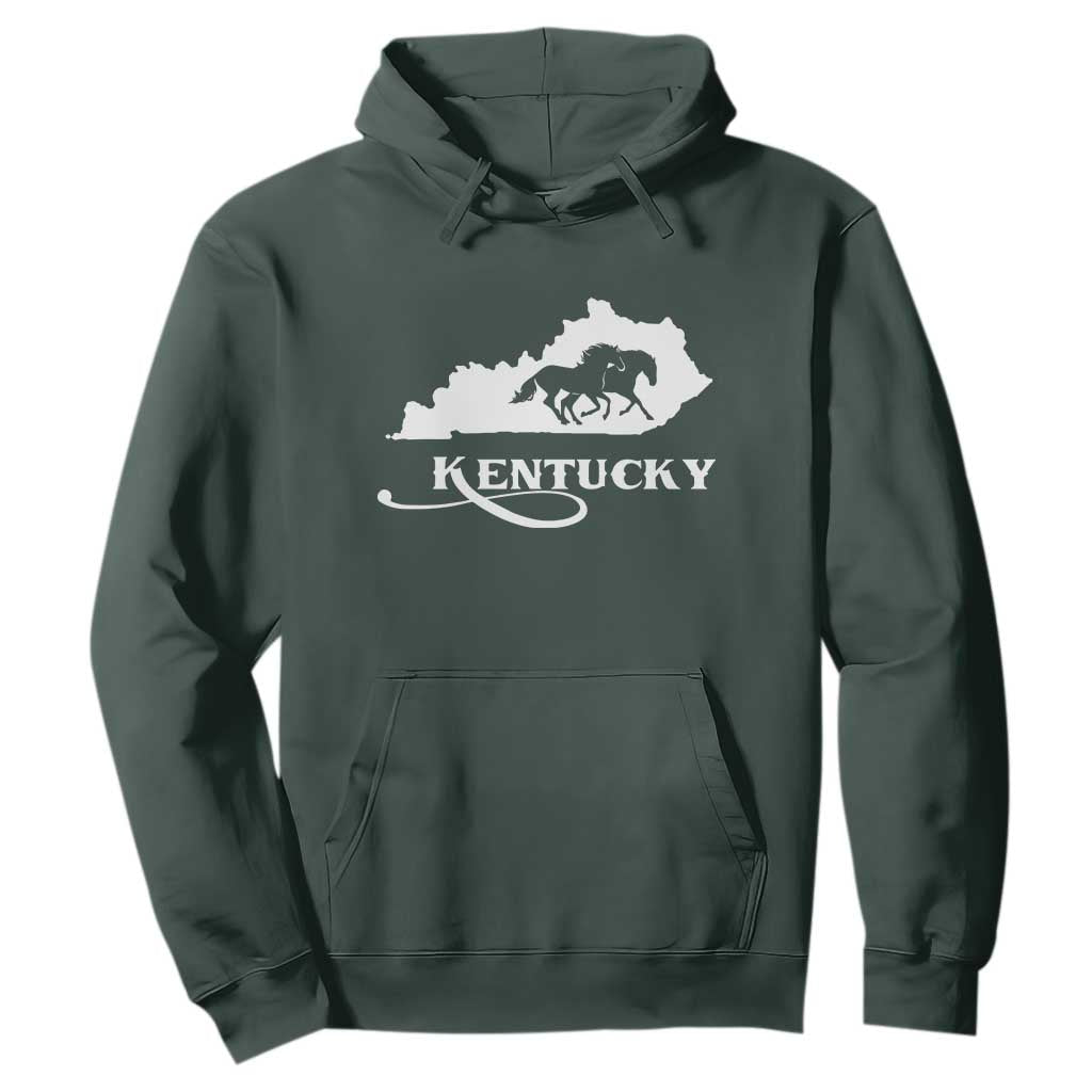 Kentucky Horse Map State Derby Day Hoodie TS11 Dark Forest Green Print Your Wear