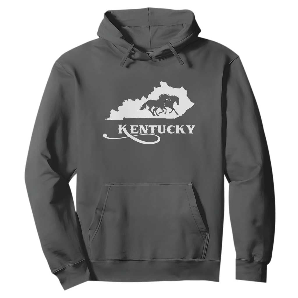 Kentucky Horse Map State Derby Day Hoodie TS11 Dark Heather Print Your Wear
