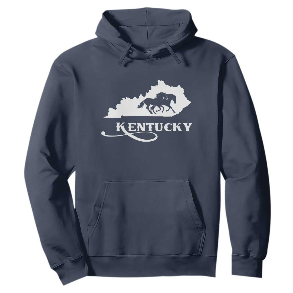 Kentucky Horse Map State Derby Day Hoodie TS11 Navy Print Your Wear