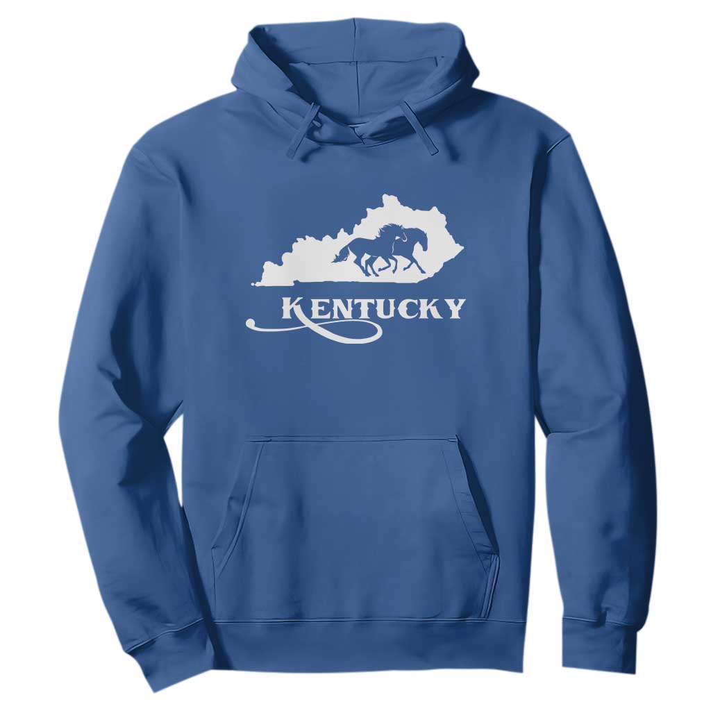 Kentucky Horse Map State Derby Day Hoodie TS11 Royal Blue Print Your Wear