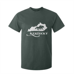 Kentucky Horse Map State Derby Day T Shirt For Kid TS11 Dark Forest Green Print Your Wear