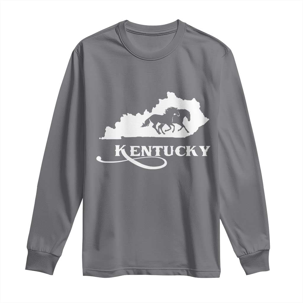 Kentucky Horse Map State Derby Day Long Sleeve Shirt TS11 Charcoal Print Your Wear