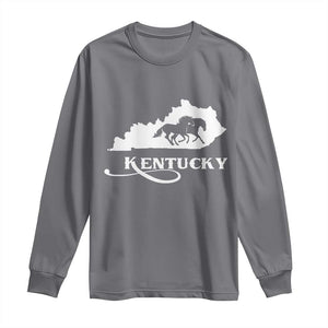Kentucky Horse Map State Derby Day Long Sleeve Shirt TS11 Charcoal Print Your Wear