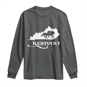 Kentucky Horse Map State Derby Day Long Sleeve Shirt TS11 Dark Heather Print Your Wear
