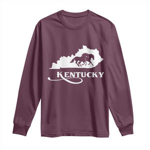 Kentucky Horse Map State Derby Day Long Sleeve Shirt TS11 Maroon Print Your Wear
