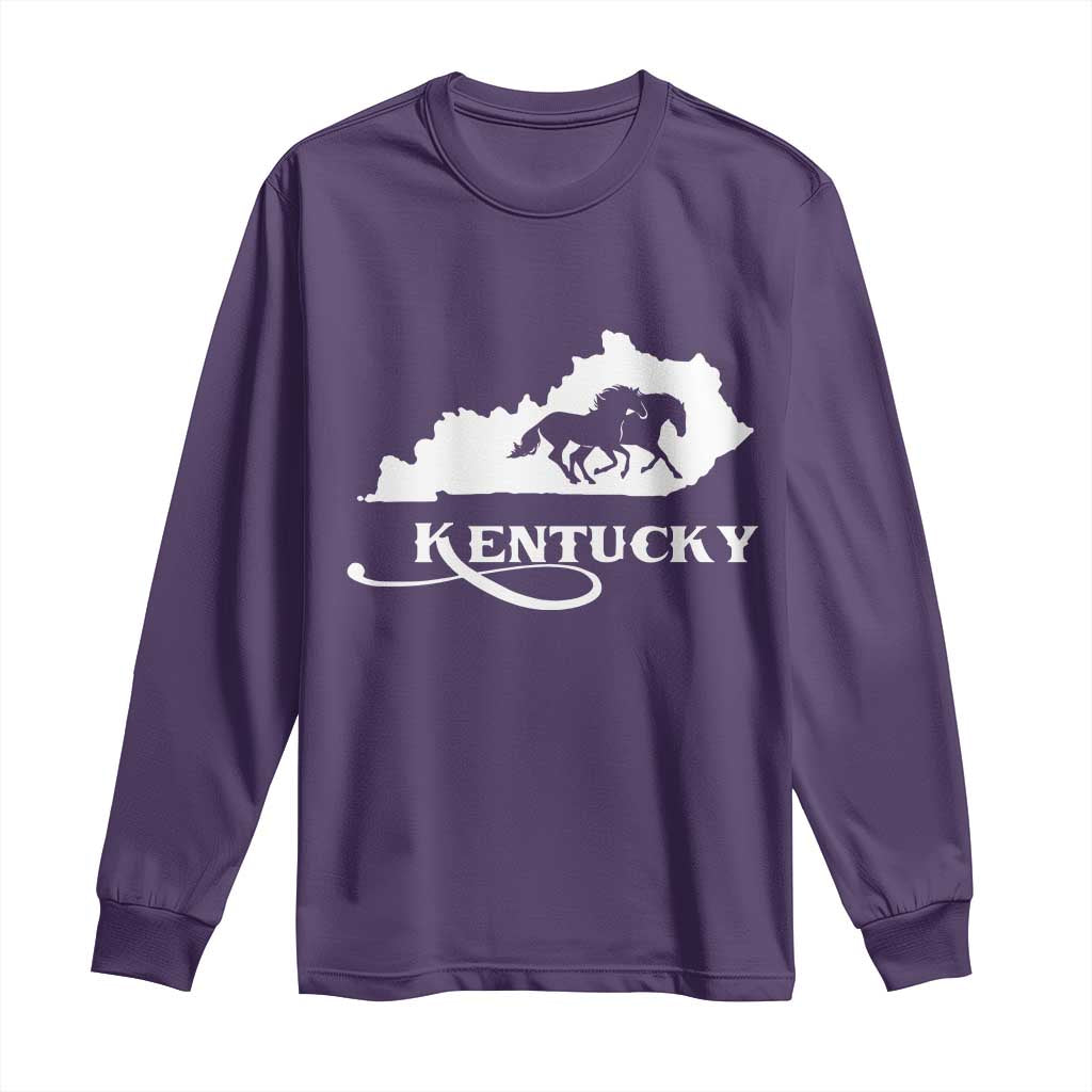 Kentucky Horse Map State Derby Day Long Sleeve Shirt TS11 Purple Print Your Wear