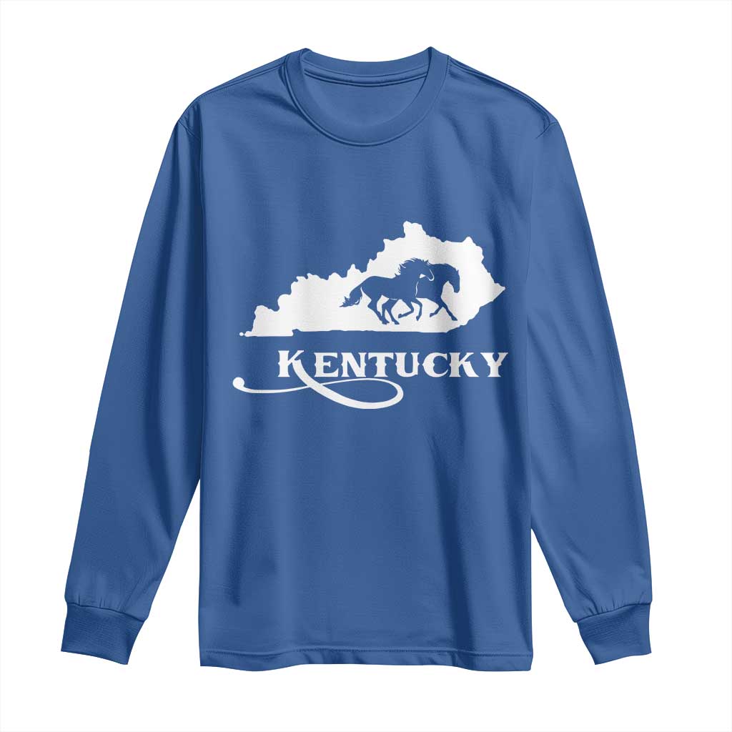 Kentucky Horse Map State Derby Day Long Sleeve Shirt TS11 Royal Blue Print Your Wear