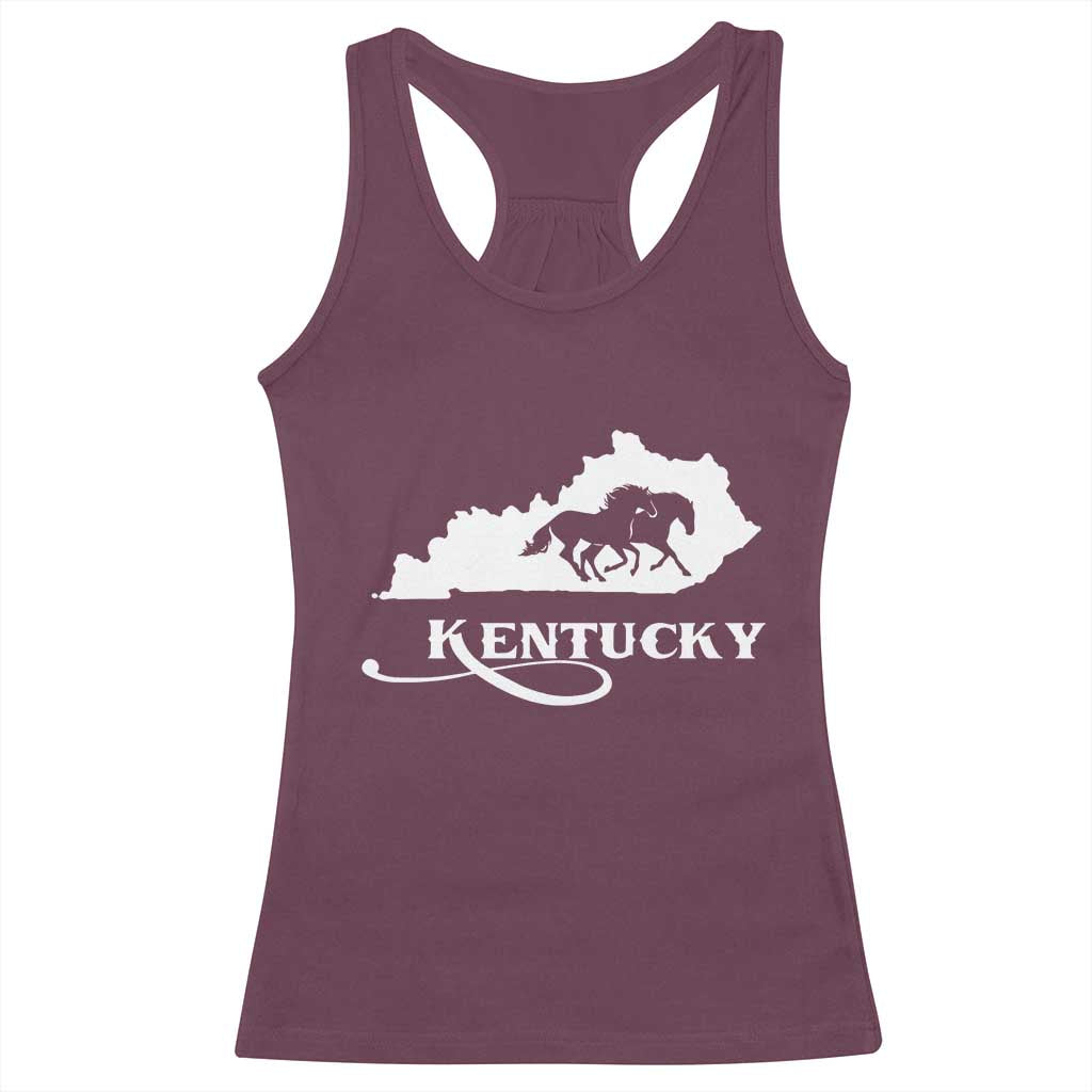 Kentucky Horse Map State Derby Day Racerback Tank Top TS11 Maroon Print Your Wear