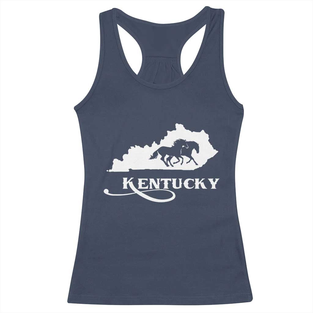 Kentucky Horse Map State Derby Day Racerback Tank Top TS11 Navy Print Your Wear