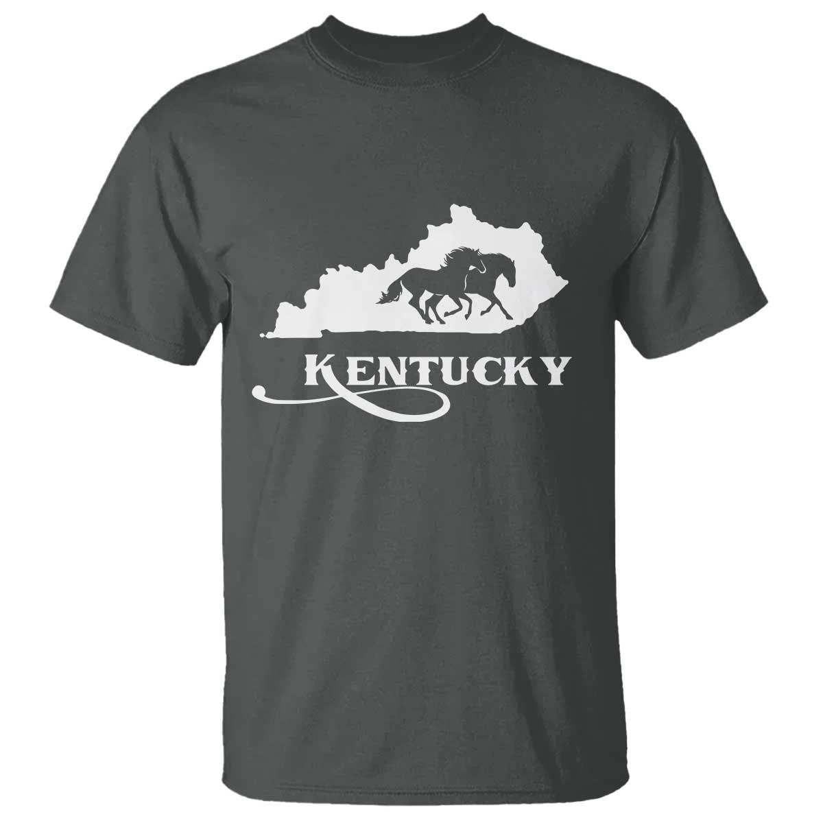 Kentucky Horse Map State Derby Day T Shirt TS11 Dark Heather Print Your Wear