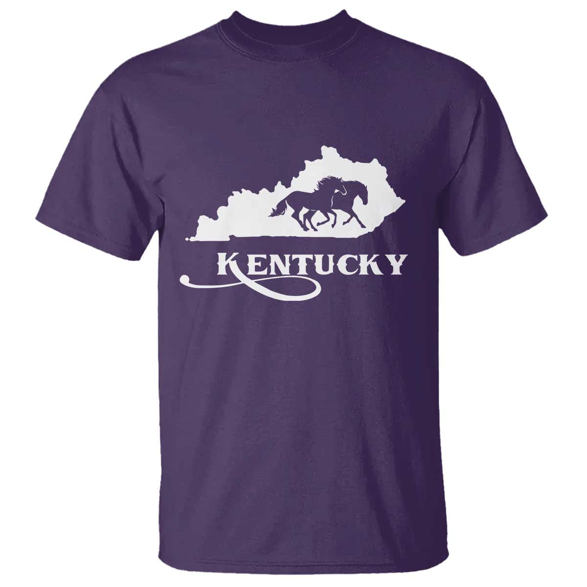 Kentucky Horse Map State Derby Day T Shirt TS11 Purple Print Your Wear