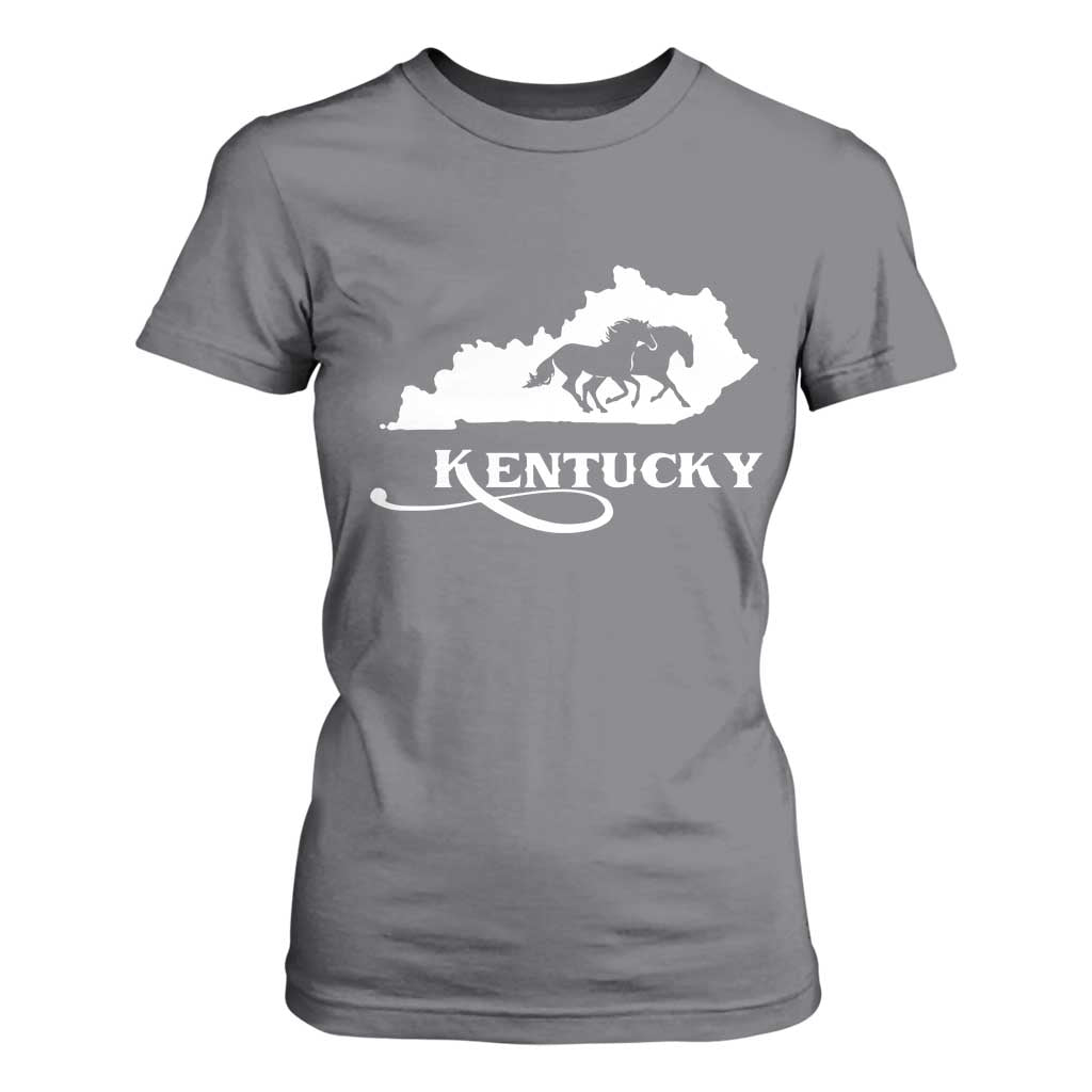 Kentucky Horse Map State Derby Day T Shirt For Women TS11 Charcoal Print Your Wear