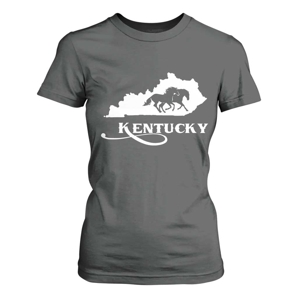Kentucky Horse Map State Derby Day T Shirt For Women TS11 Dark Heather Print Your Wear