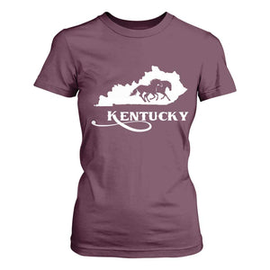 Kentucky Horse Map State Derby Day T Shirt For Women TS11 Maroon Print Your Wear