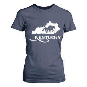 Kentucky Horse Map State Derby Day T Shirt For Women TS11 Navy Print Your Wear