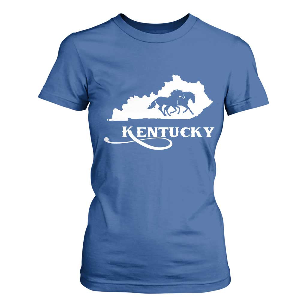 Kentucky Horse Map State Derby Day T Shirt For Women TS11 Royal Blue Print Your Wear