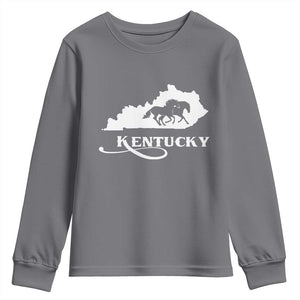 Kentucky Horse Map State Derby Day Youth Sweatshirt TS11 Charcoal Print Your Wear