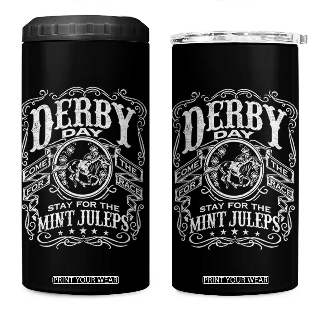 Derby Day Come For The Track Stay For The Mint Juleps 4 in 1 Can Cooler Tumbler Horse Racing TS11 One Size: 16 oz Black Print Your Wear