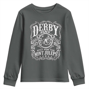 Derby Day Come For The Track Stay For The Mint Juleps Youth Sweatshirt Horse Racing TS11 Dark Heather Print Your Wear