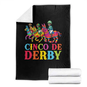 Cinco De Derby Throw Blanket Funny Mexican Derby Pinata Horse Race TS11 Black Print Your Wear