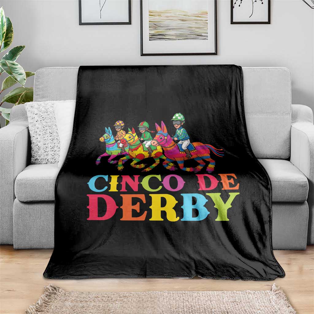 Cinco De Derby Throw Blanket Funny Mexican Derby Pinata Horse Race TS11 Print Your Wear