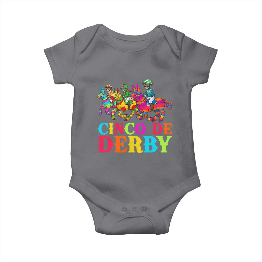 Cinco De Derby Baby Onesie Funny Mexican Derby Pinata Horse Race TS11 Charcoal Print Your Wear