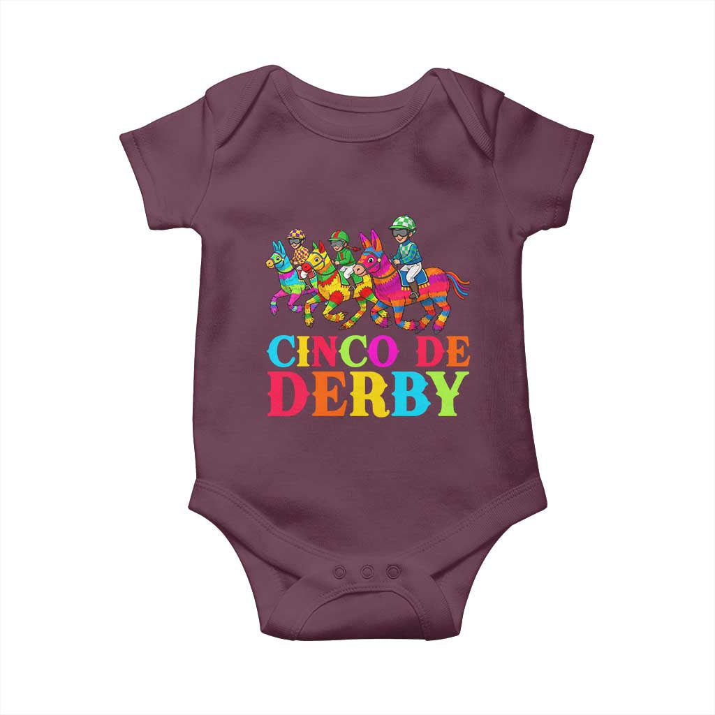 Cinco De Derby Baby Onesie Funny Mexican Derby Pinata Horse Race TS11 Maroon Print Your Wear