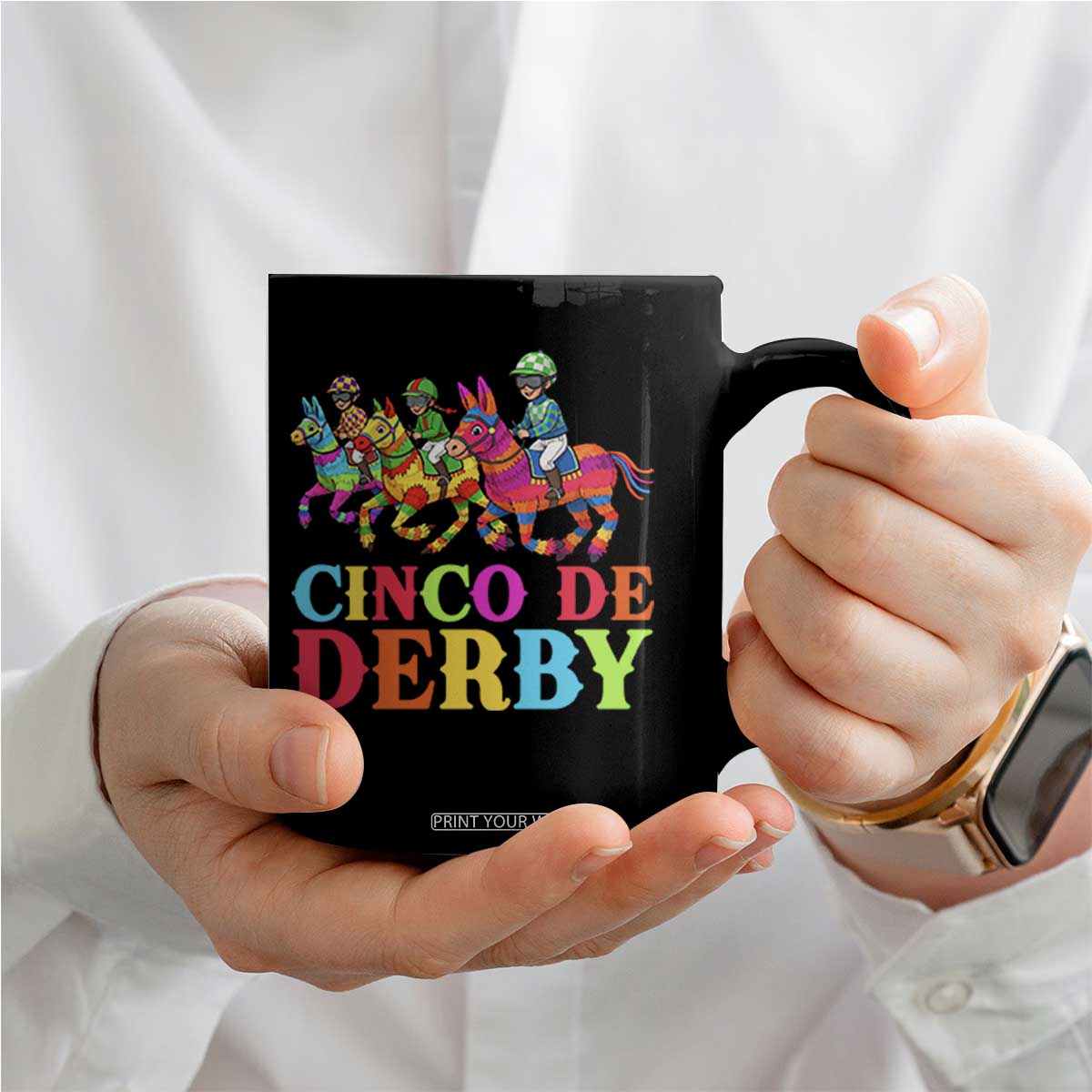 Cinco De Derby Coffee Mug Funny Mexican Derby Pinata Horse Race TS11 Print Your Wear