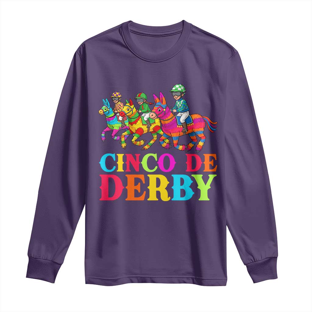 Cinco De Derby Long Sleeve Shirt Funny Mexican Derby Pinata Horse Race TS11 Purple Print Your Wear