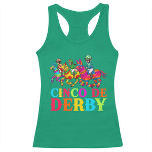 Cinco De Derby Racerback Tank Top Funny Mexican Derby Pinata Horse Race TS11 Irish Green Print Your Wear