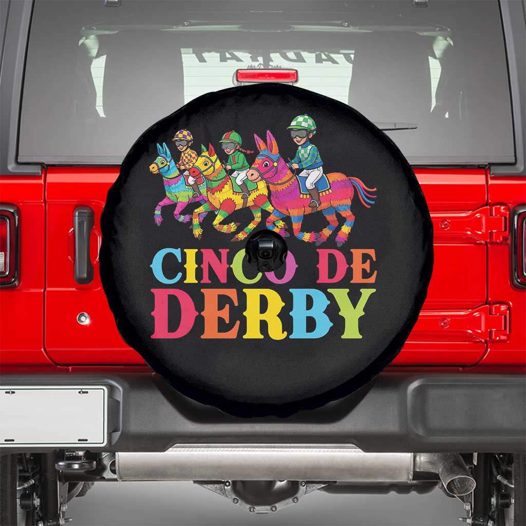 Cinco De Derby Spare Tire Cover Funny Mexican Derby Pinata Horse Race TS11 Black Print Your Wear