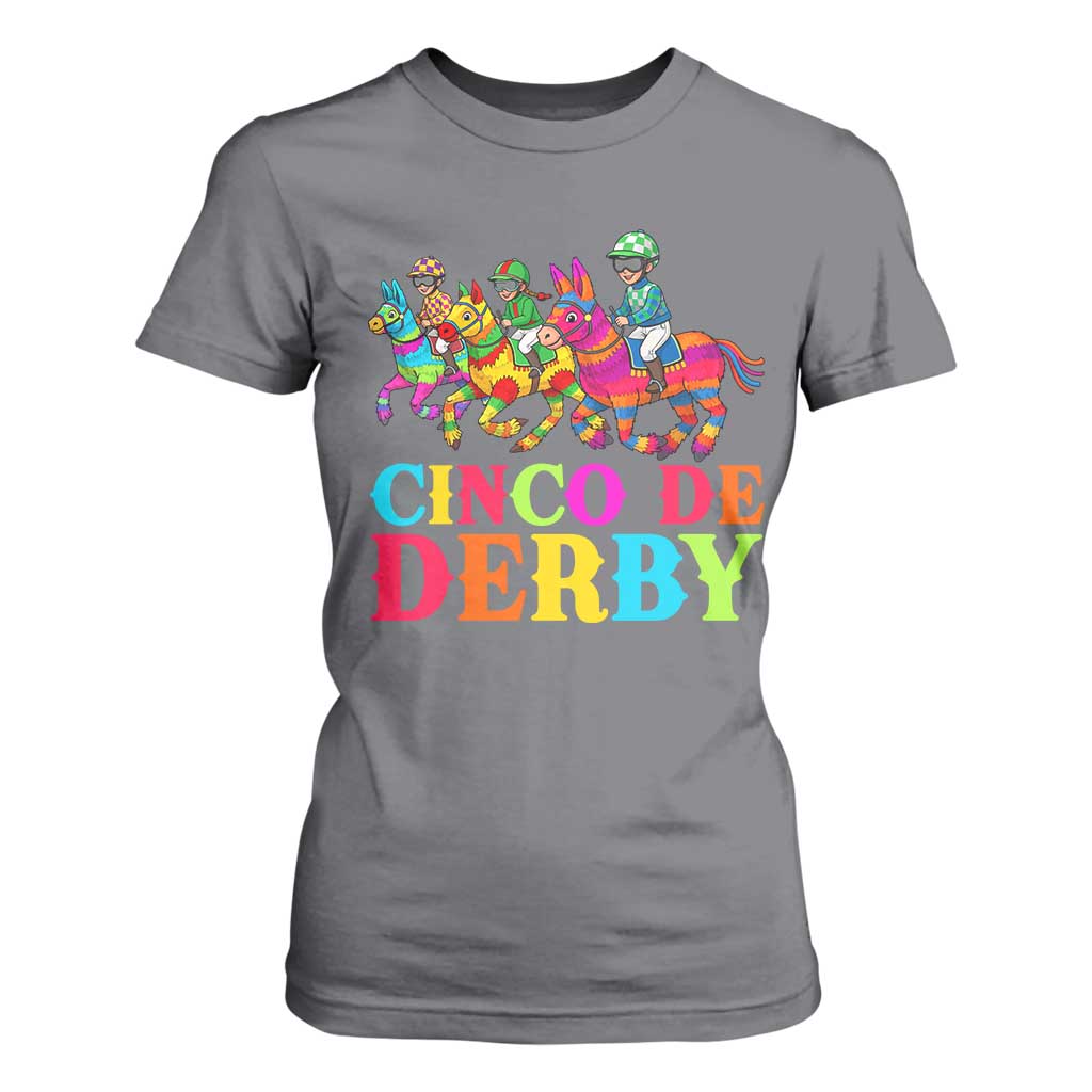 Cinco De Derby T Shirt For Women Funny Mexican Derby Pinata Horse Race TS11 Charcoal Print Your Wear