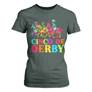 Cinco De Derby T Shirt For Women Funny Mexican Derby Pinata Horse Race TS11 Dark Forest Green Print Your Wear