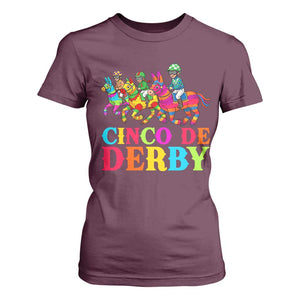 Cinco De Derby T Shirt For Women Funny Mexican Derby Pinata Horse Race TS11 Maroon Print Your Wear