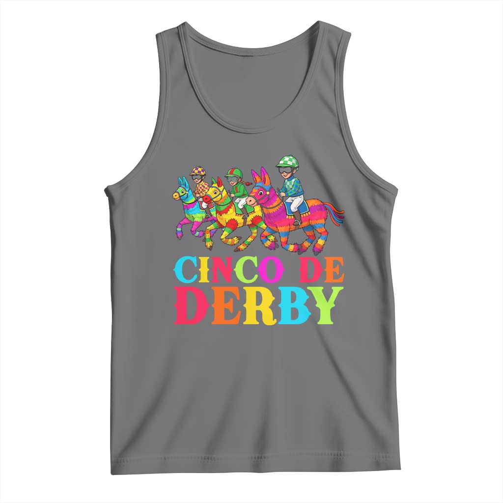 Cinco De Derby Tank Top Funny Mexican Derby Pinata Horse Race TS11 Black Heather Print Your Wear