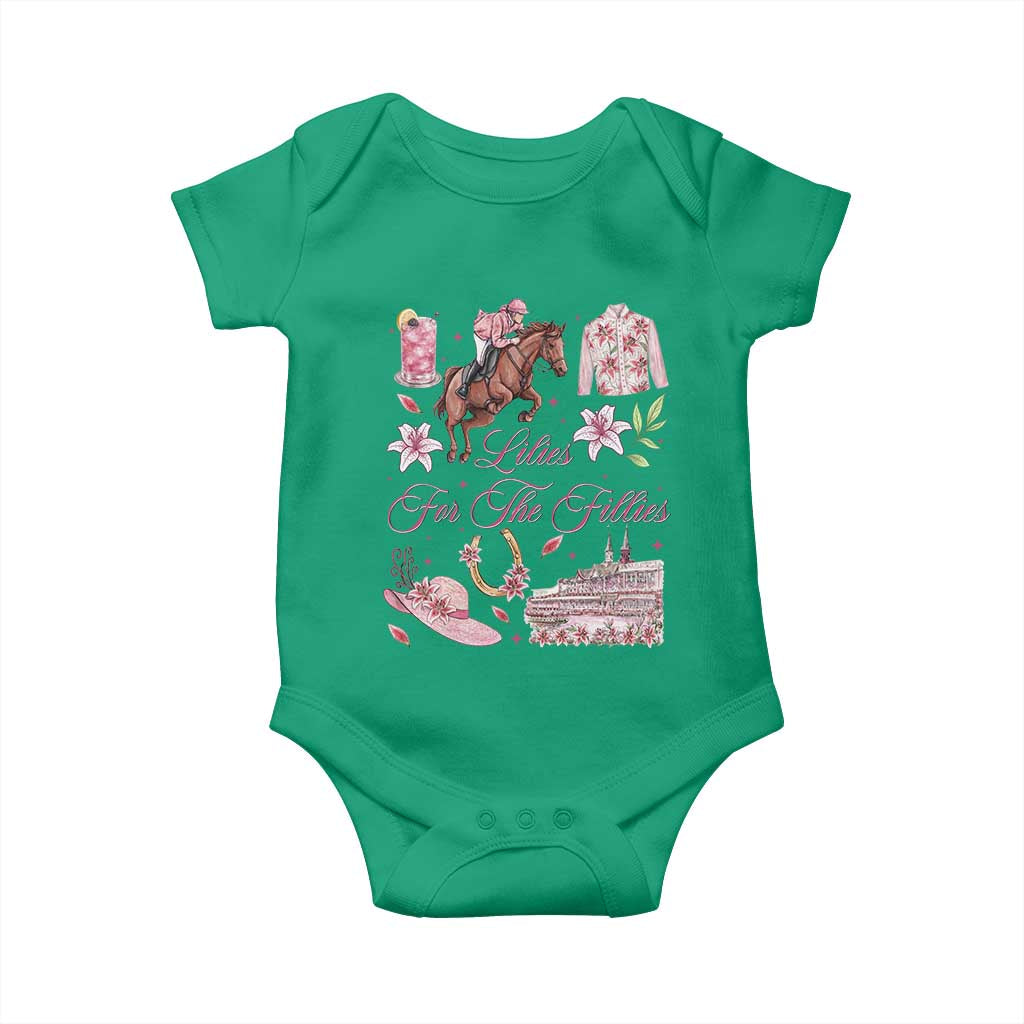 Derby Horse Racing Day Baby Onesie Lilies For The Fillies Stargazer Lily Flower TS11 Irish Green Print Your Wear