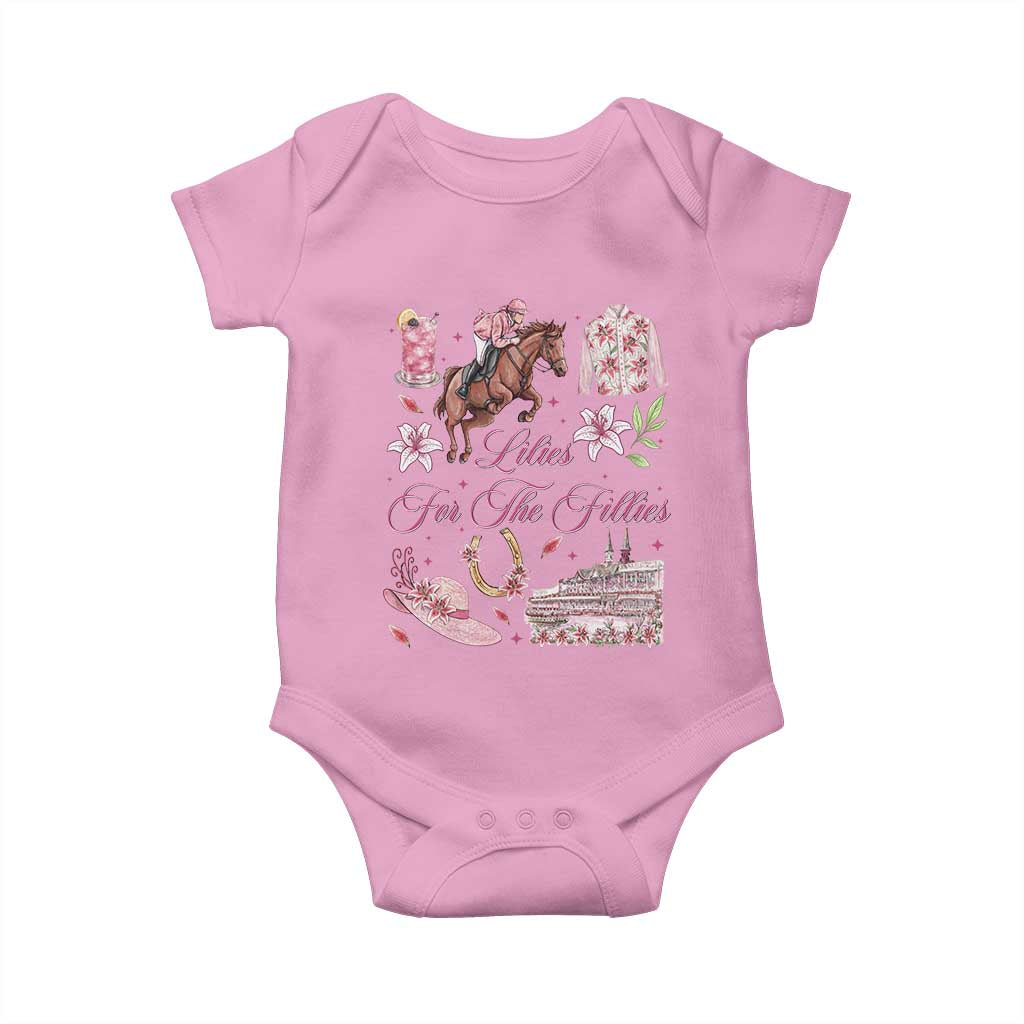 Derby Horse Racing Day Baby Onesie Lilies For The Fillies Stargazer Lily Flower TS11 Light Pink Print Your Wear