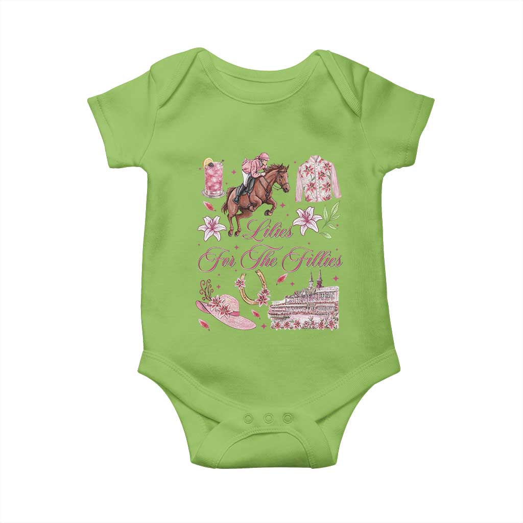Derby Horse Racing Day Baby Onesie Lilies For The Fillies Stargazer Lily Flower TS11 Lime Print Your Wear