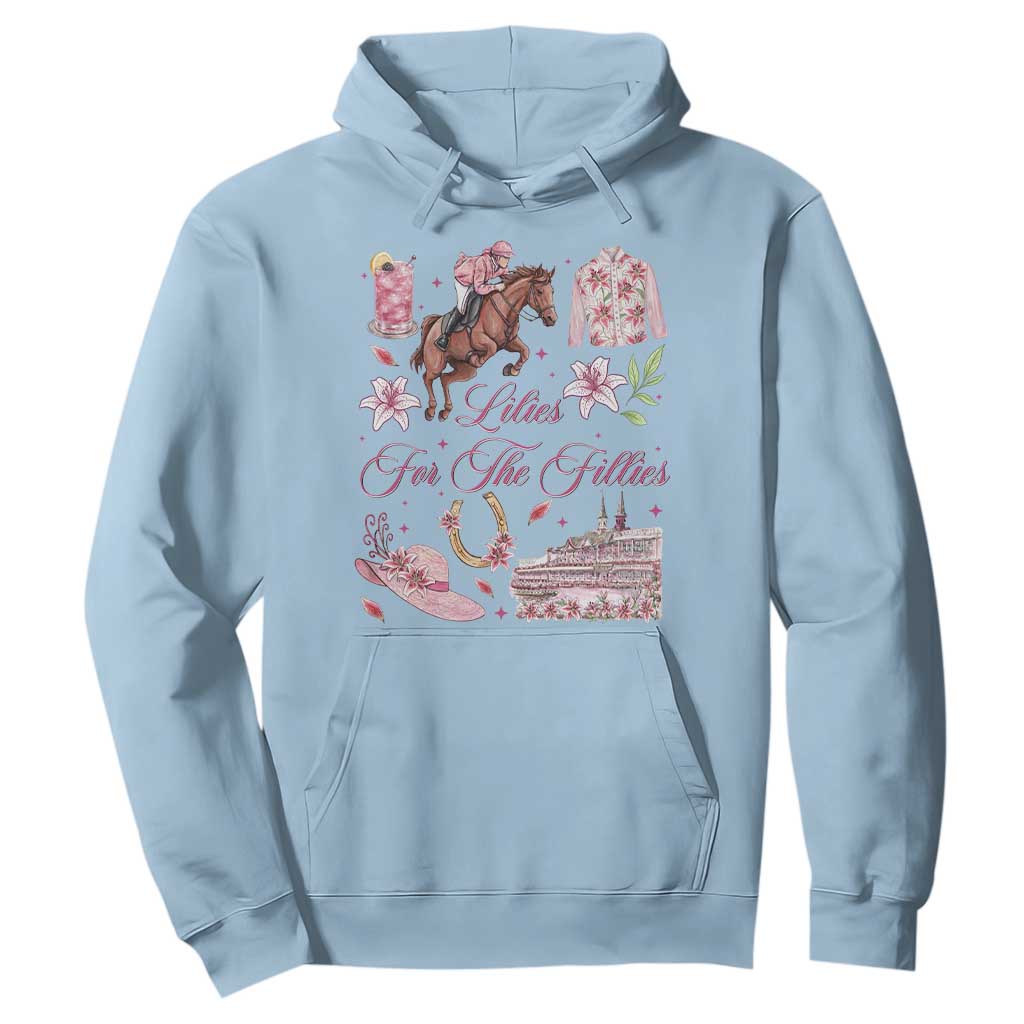 Derby Horse Racing Day Hoodie Lilies For The Fillies Stargazer Lily Flower TS11 Light Blue Print Your Wear