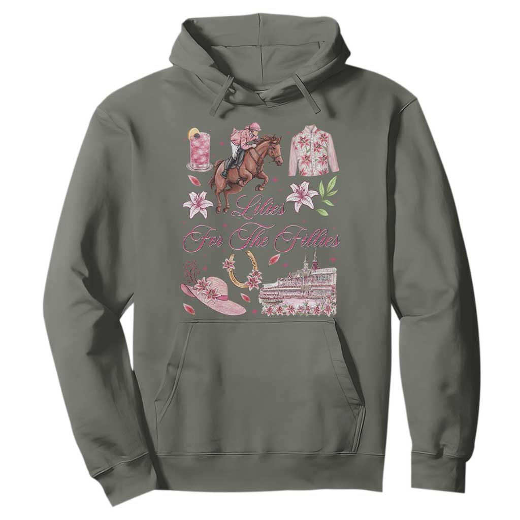 Derby Horse Racing Day Hoodie Lilies For The Fillies Stargazer Lily Flower TS11 Military Green Print Your Wear