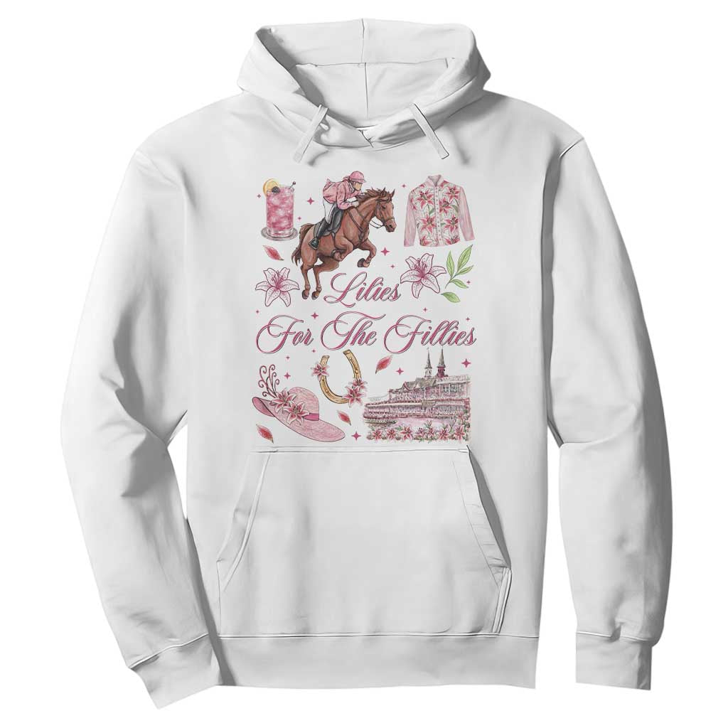 Derby Horse Racing Day Hoodie Lilies For The Fillies Stargazer Lily Flower TS11 White Print Your Wear