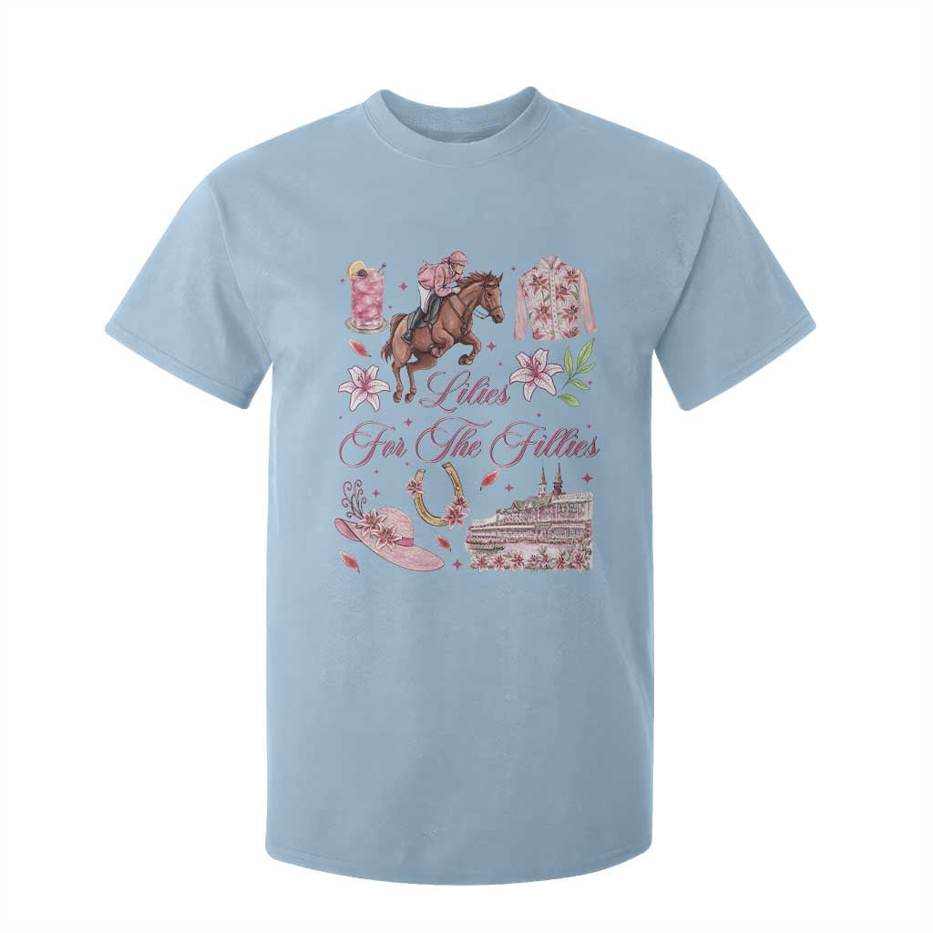 Derby Horse Racing Day T Shirt For Kid Lilies For The Fillies Stargazer Lily Flower TS11 Light Blue Print Your Wear