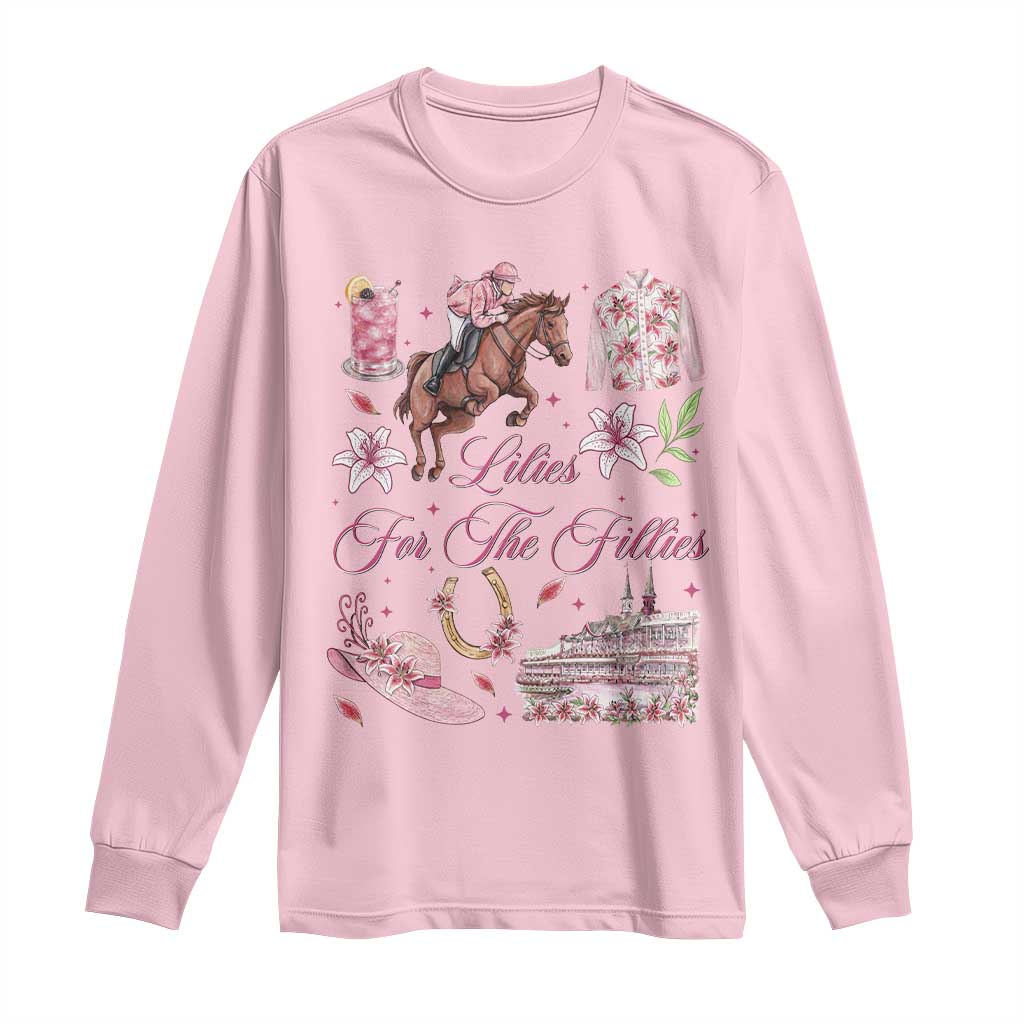 Derby Horse Racing Day Long Sleeve Shirt Lilies For The Fillies Stargazer Lily Flower TS11 Light Pink Print Your Wear
