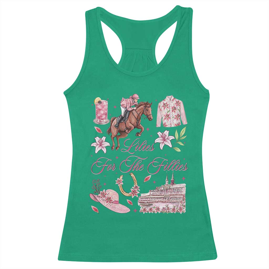 Derby Horse Racing Day Racerback Tank Top Lilies For The Fillies Stargazer Lily Flower TS11 Irish Green Print Your Wear