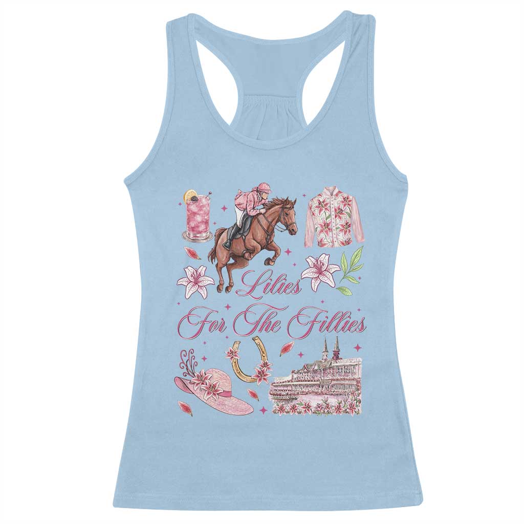 Derby Horse Racing Day Racerback Tank Top Lilies For The Fillies Stargazer Lily Flower TS11 Light Blue Print Your Wear