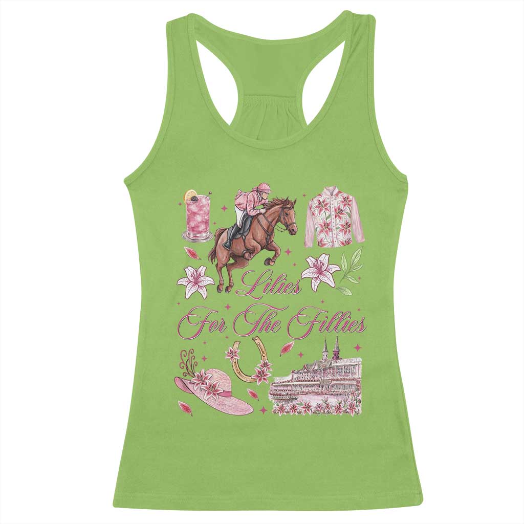 Derby Horse Racing Day Racerback Tank Top Lilies For The Fillies Stargazer Lily Flower TS11 Lime Print Your Wear