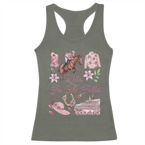 Derby Horse Racing Day Racerback Tank Top Lilies For The Fillies Stargazer Lily Flower TS11 Military Green Print Your Wear